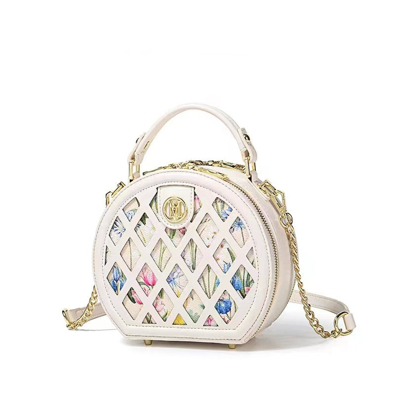 Hollow flower round bag women's new handbag women's single shoulder crossbody small round bag