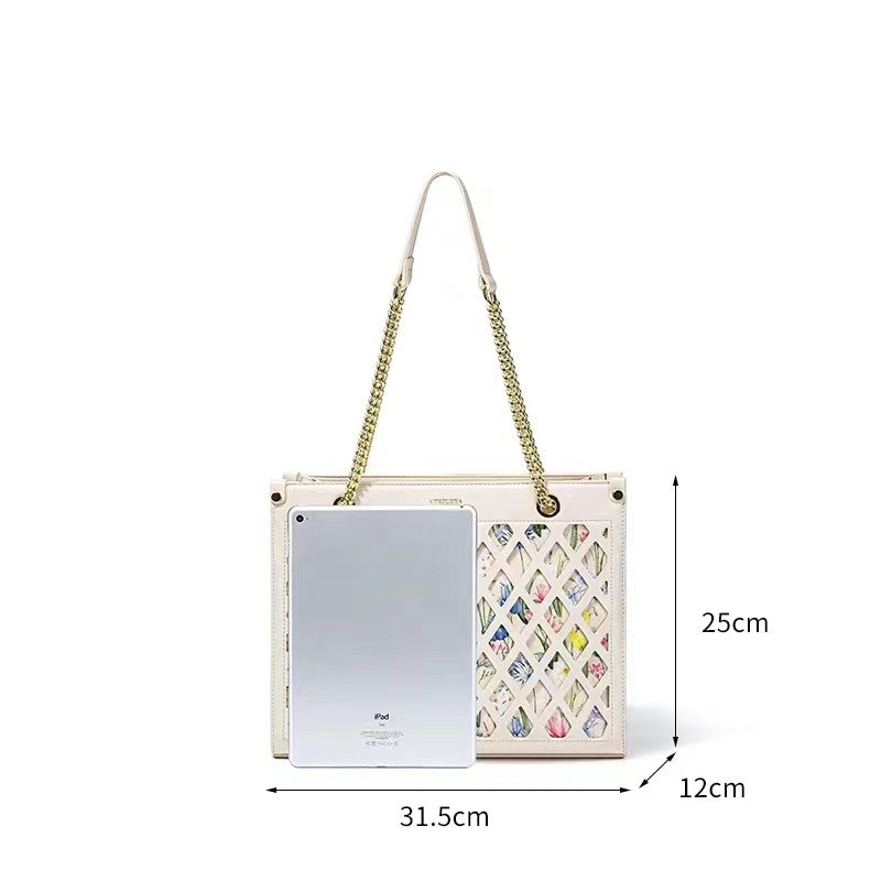 Hollowed-out flower Tote bag women's bag advanced sense large capacity single shoulder commuter handbag