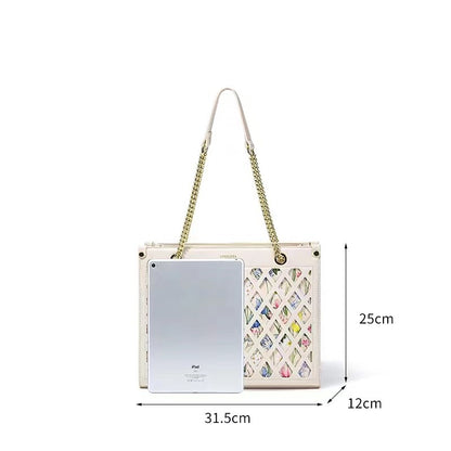 Hollowed-out flower Tote bag women's bag advanced sense large capacity single shoulder commuter handbag