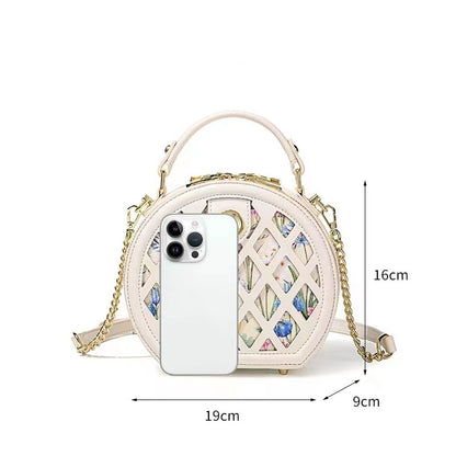 Hollow flower round bag women's new handbag women's single shoulder crossbody small round bag