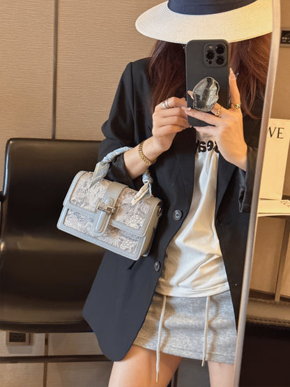 Popular high-end sense niche handbag new fashion embroidery small square bag single shoulder crossbody bag woman