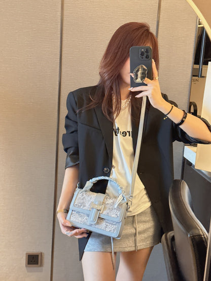 Popular high-end sense niche handbag new fashion embroidery small square bag single shoulder crossbody bag woman