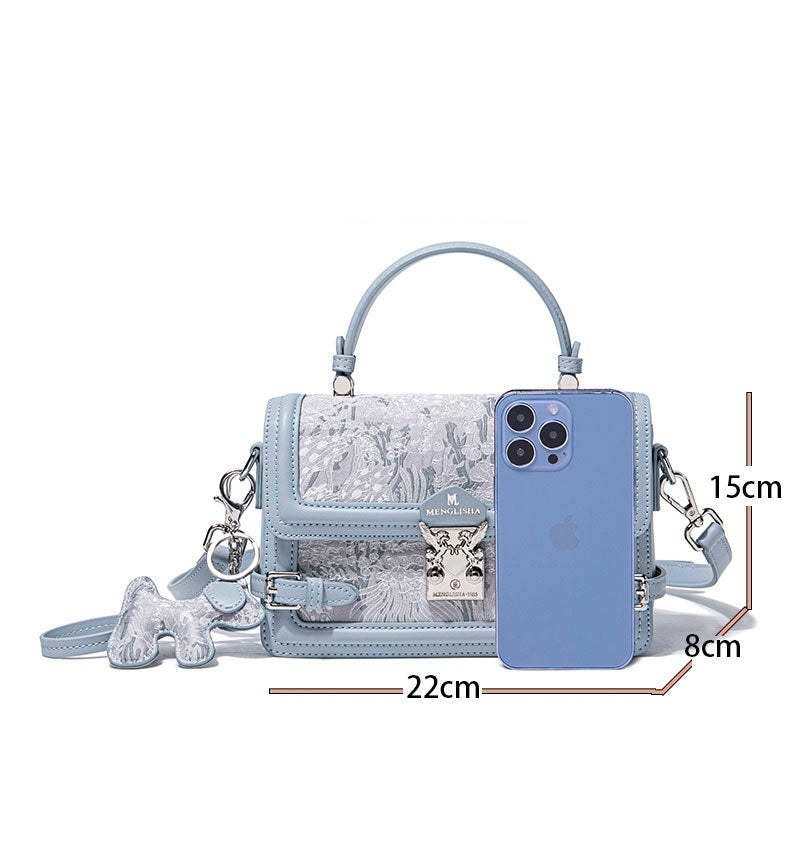 Lady's bag New upscale blue hand-embroidered crossbody shoulder bag