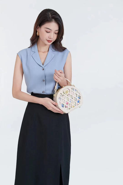 Hollow flower round bag women's new handbag women's single shoulder crossbody small round bag