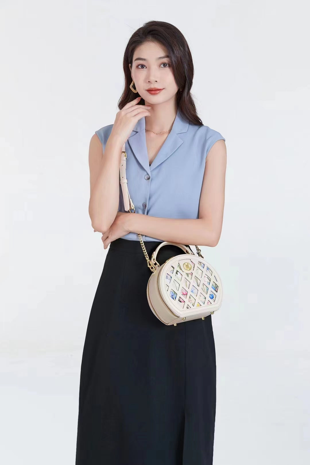 Hollow flower round bag women's new handbag women's single shoulder crossbody small round bag