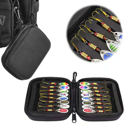 Aswe EVA case Custom Fishing Storage Bag fishing Flies wallet Spoon Lures Storage Wrap Portable Wallet Case EVA Liner 16 Slots Fishing Baits Storage EVA case