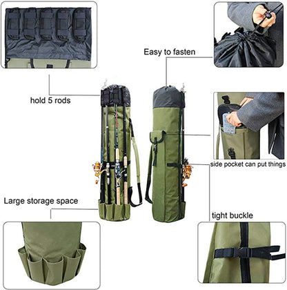 Aswe EVA case Custom  Multifunctional fishing rod storage bag Cylinder outdoor fishing Tackle bag  Waterproof Canvas Single Shoulder Sling