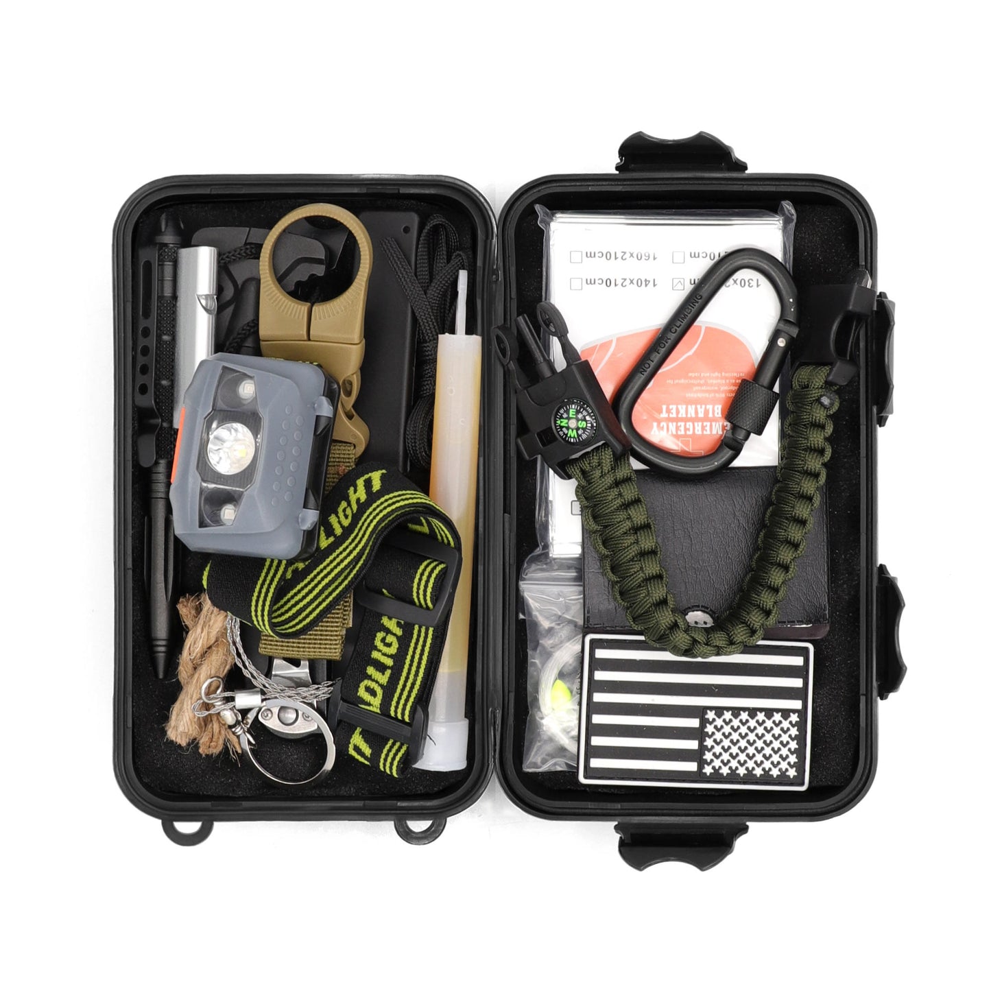 Aswe EVA case Custom custom multipurpose survival camping kit equipment for fire starter, kamp sobrevivencia, chest seal, etc