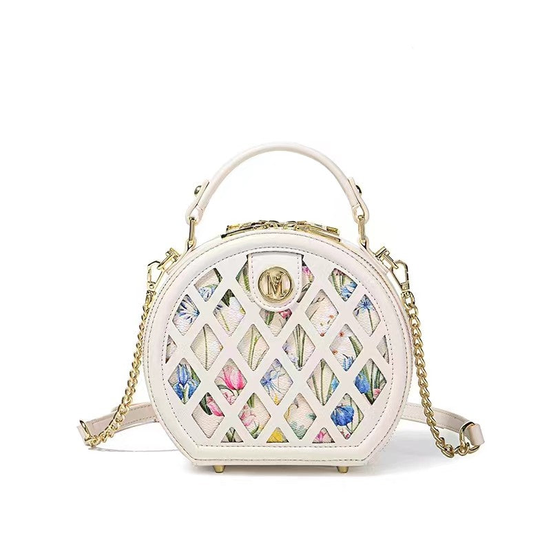 Hollow flower round bag women's new handbag women's single shoulder crossbody small round bag